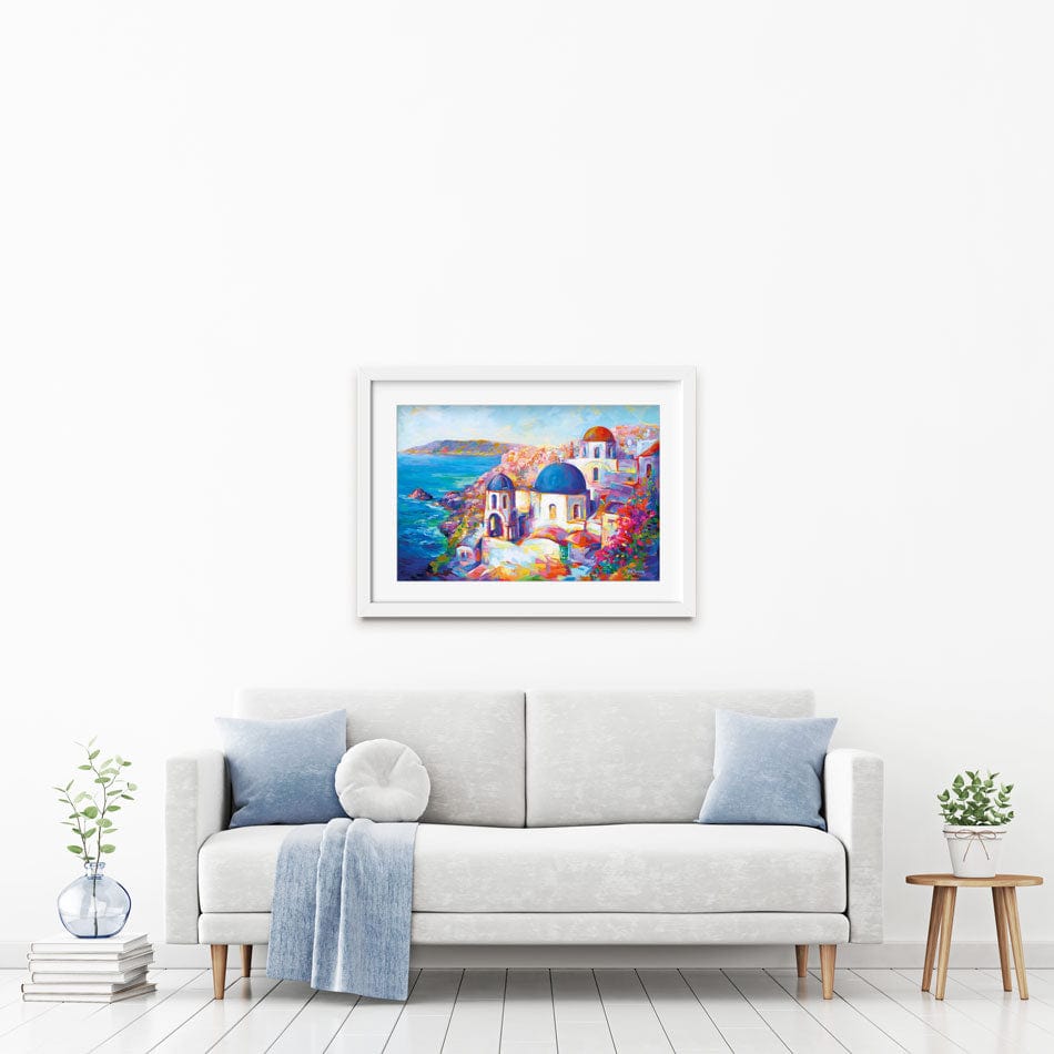 Santorini Greece Framed Art Print wall art product Leon Devenice
