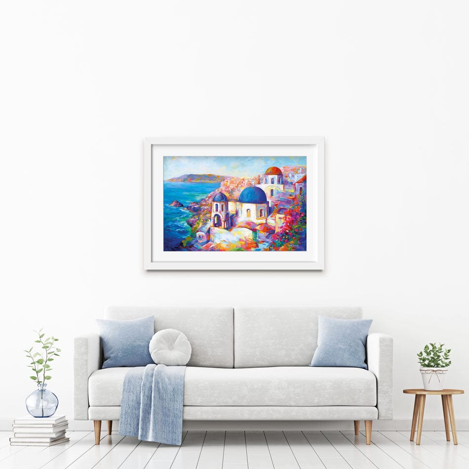 Santorini Greece Framed Art Print wall art product Leon Devenice