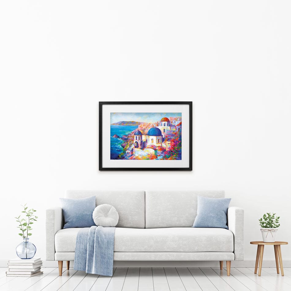 Santorini Greece Framed Art Print wall art product Leon Devenice