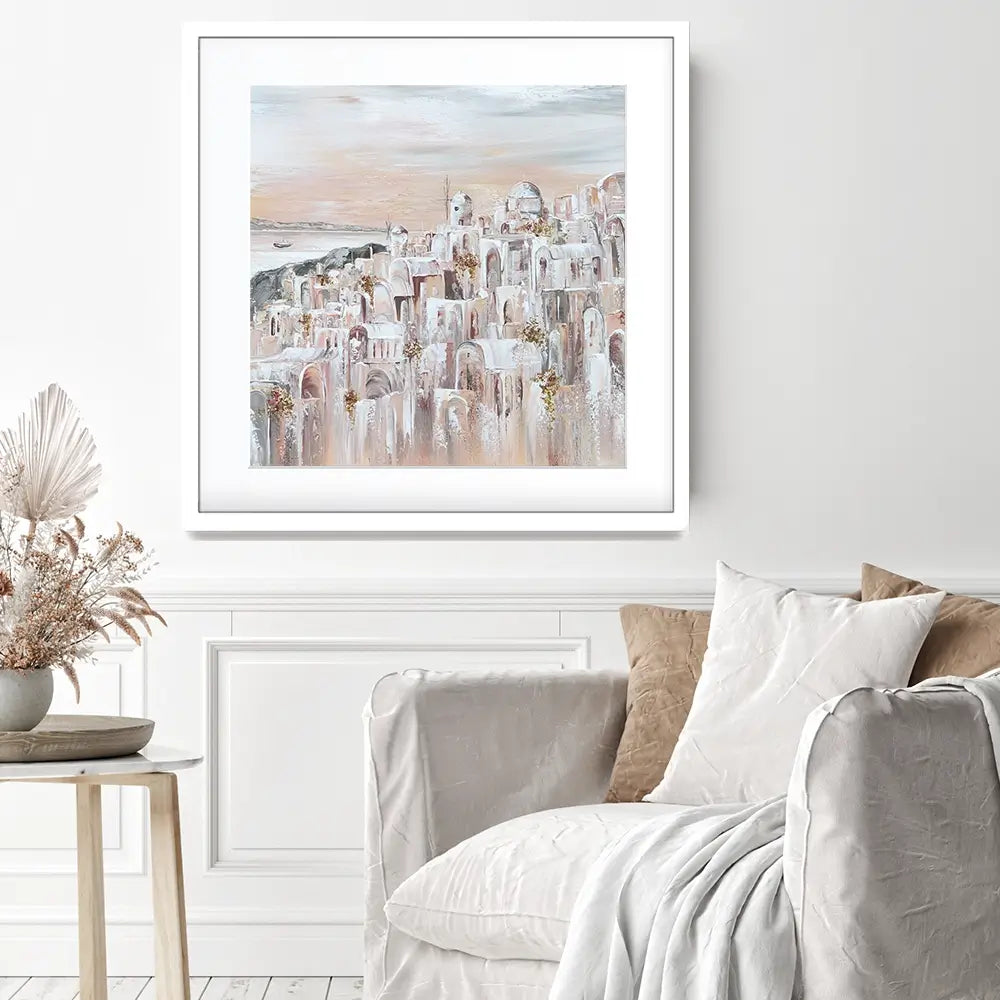 Santorini Oia Dreams Square Framed Art Print Santorini Oia Dreams Square Framed Art Print wall art product Art Print Shop