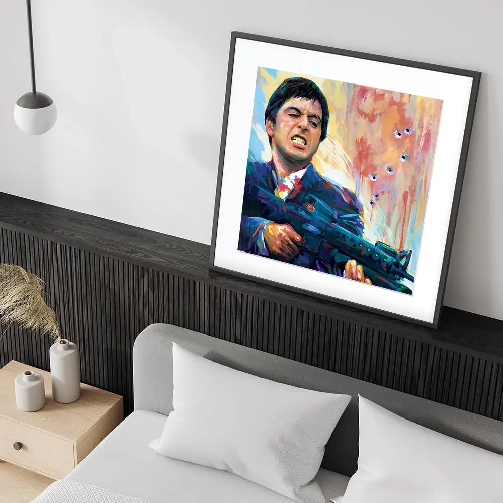 Scarface Square Framed Art Print Scarface Square Framed Art Print wall art product Art Print Shop