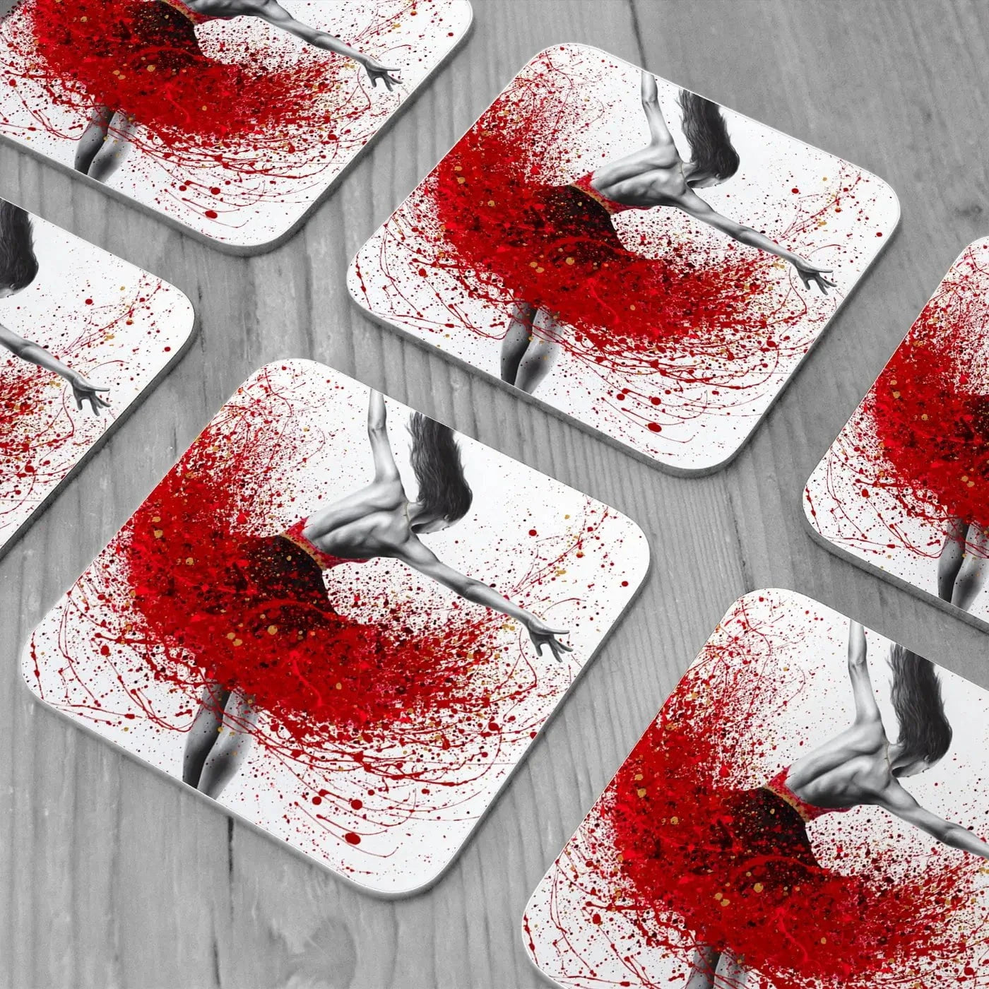 Scarlet Sensation Dance Coaster Set Rainbow Soul Tree Coaster Set | Rainbow Soul Tree Art Coasters wall art product Ashvin Harrison