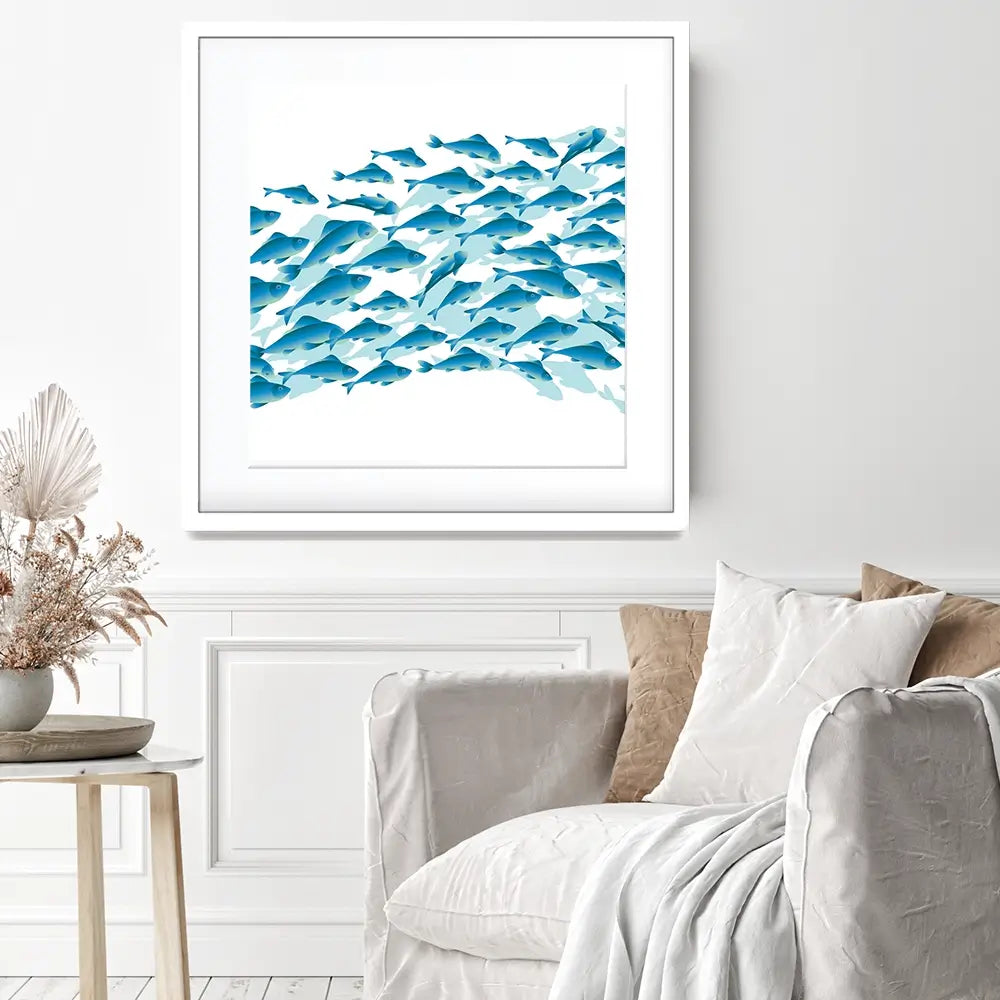 School Of Fish Square Framed Art Print School Of Fish Square Framed Art Print wall art product Galyna_P / Shutterstock