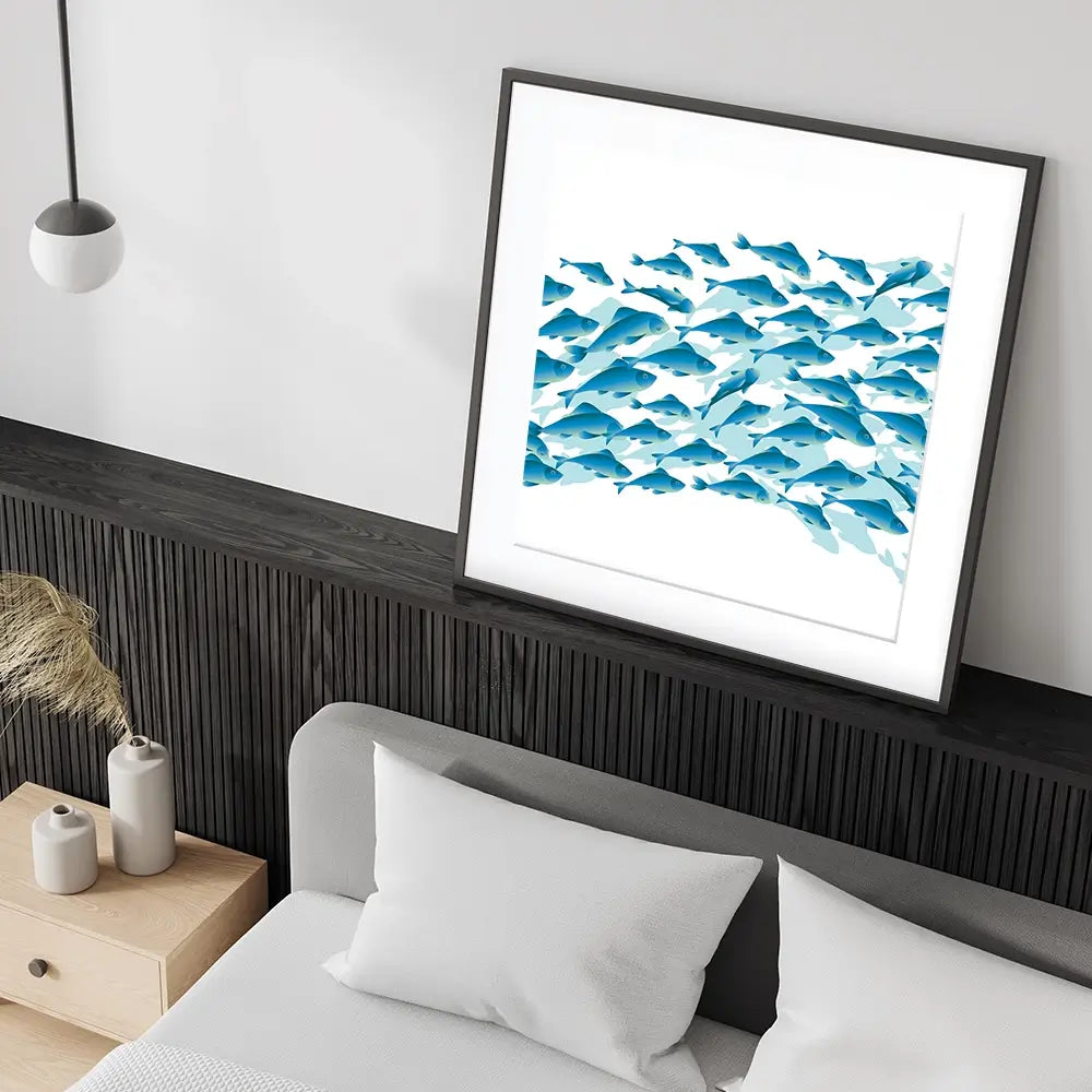 School Of Fish Square Framed Art Print School Of Fish Square Framed Art Print wall art product Galyna_P / Shutterstock