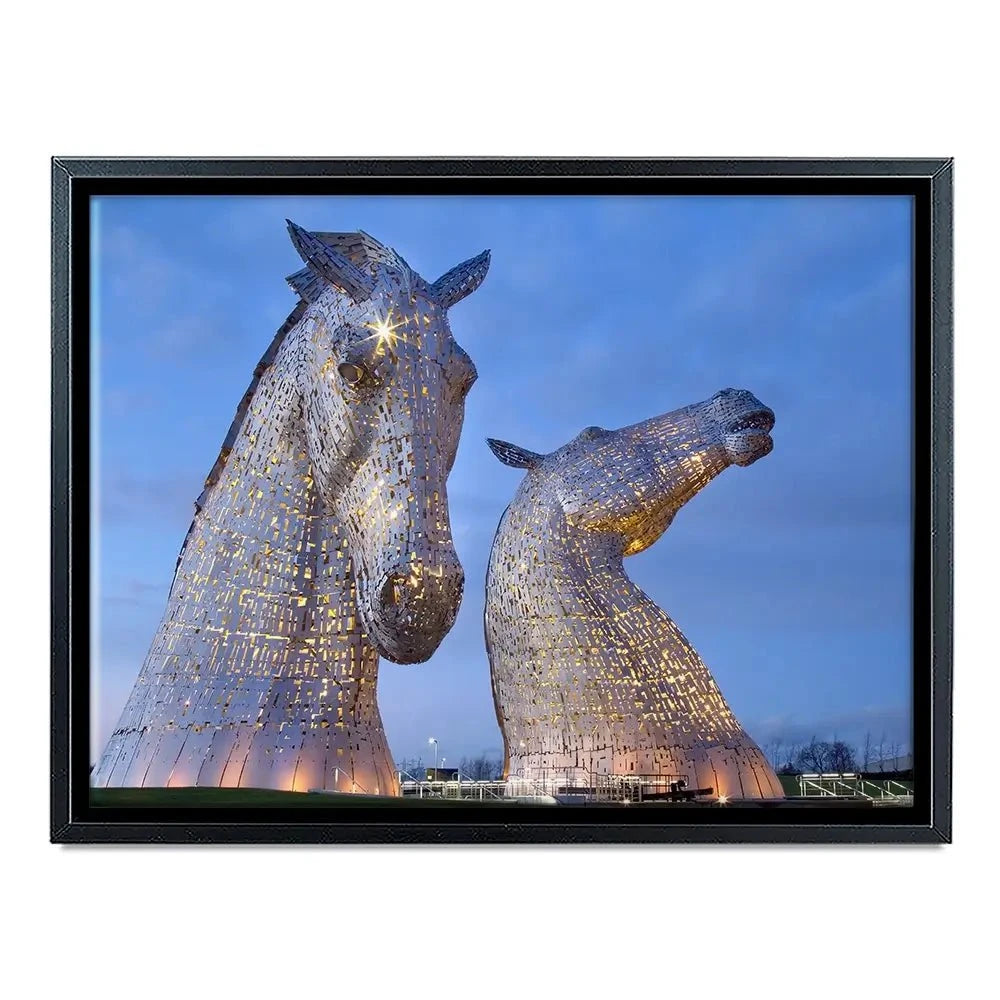Scotland Kelpies At Night Canvas Print Scotland Kelpies At Night Canvas Print wall art product Gavin Ritchie / Shutterstock