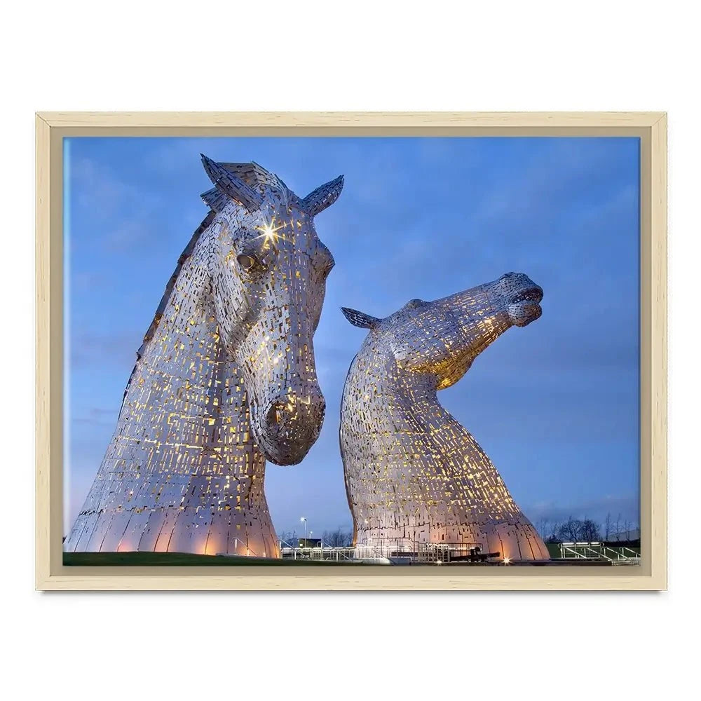 Scotland Kelpies At Night Canvas Print Scotland Kelpies At Night Canvas Print wall art product Gavin Ritchie / Shutterstock