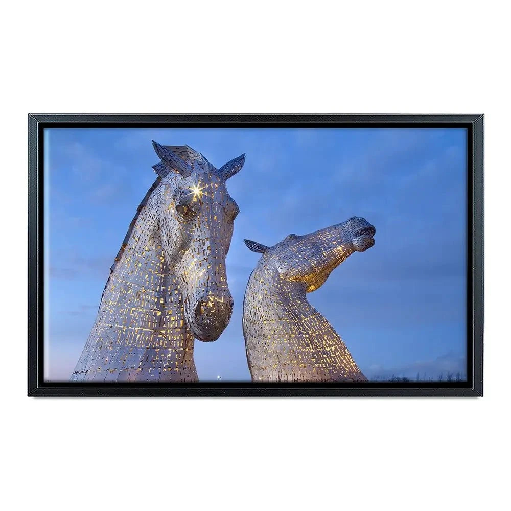 Scotland Kelpies At Night Canvas Print Scotland Kelpies At Night Canvas Print wall art product Gavin Ritchie / Shutterstock