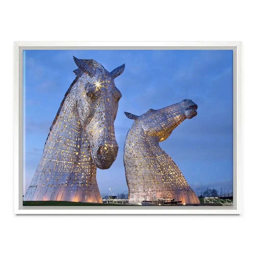 Scotland Kelpies At Night Canvas Print Scotland Kelpies At Night Canvas Print wall art product Gavin Ritchie / Shutterstock