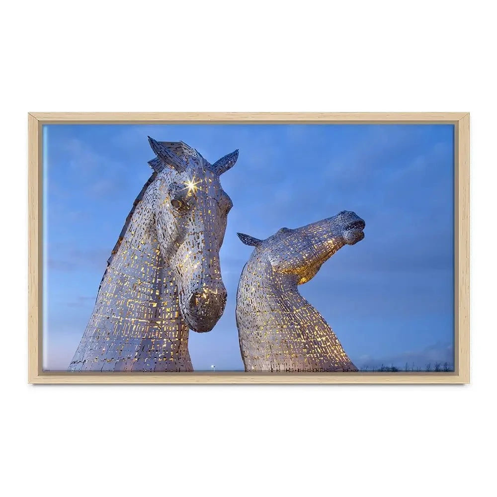 Scotland Kelpies At Night Canvas Print Scotland Kelpies At Night Canvas Print wall art product Gavin Ritchie / Shutterstock