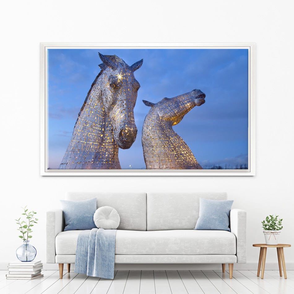 Scotland Kelpies At Night Canvas Print wall art product Gavin Ritchie / Shutterstock