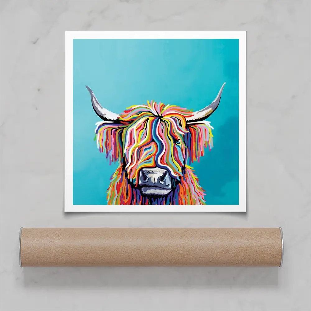 Scottish Cow Square Art Print Scottish Cow Square Art Print wall art product Independent