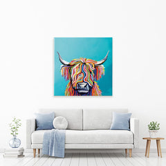 Scottish Cow Square Canvas Print wall art product Independent