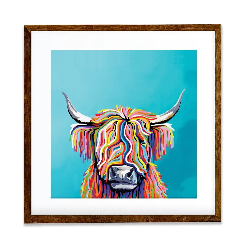 Scottish Cow Square Framed Art Print Scottish Cow Square Framed Art Print wall art product Independent