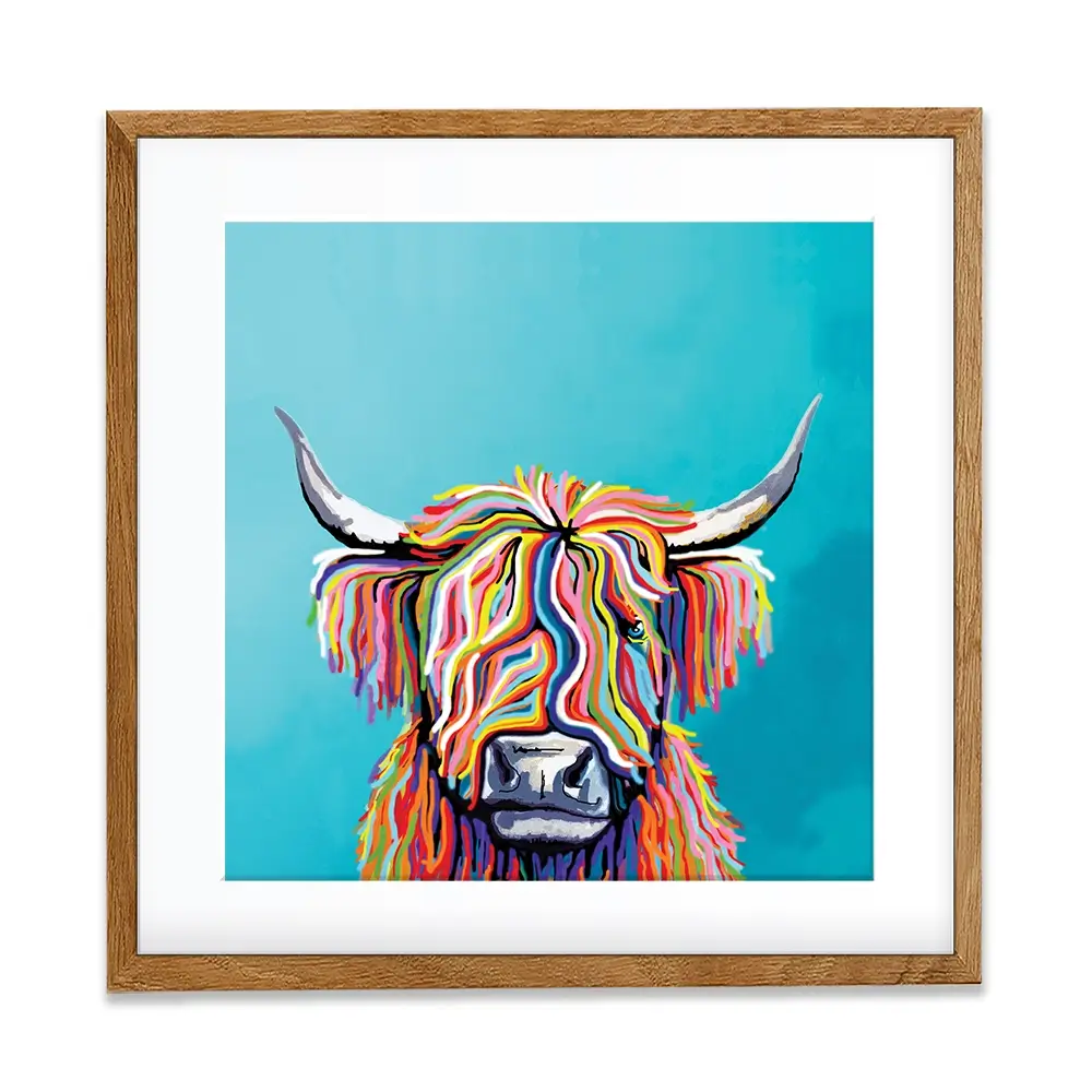 Scottish Cow Square Framed Art Print Scottish Cow Square Framed Art Print wall art product Independent