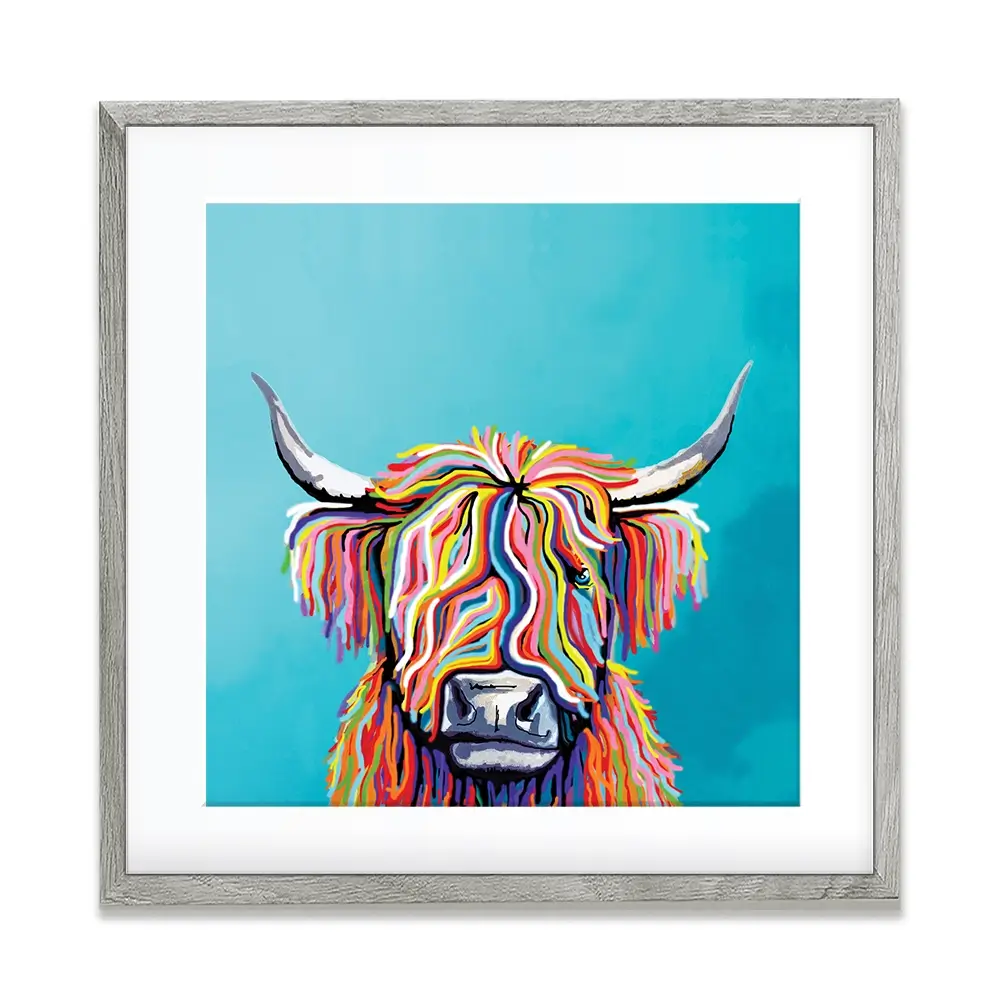 Scottish Cow Square Framed Art Print Scottish Cow Square Framed Art Print wall art product Independent