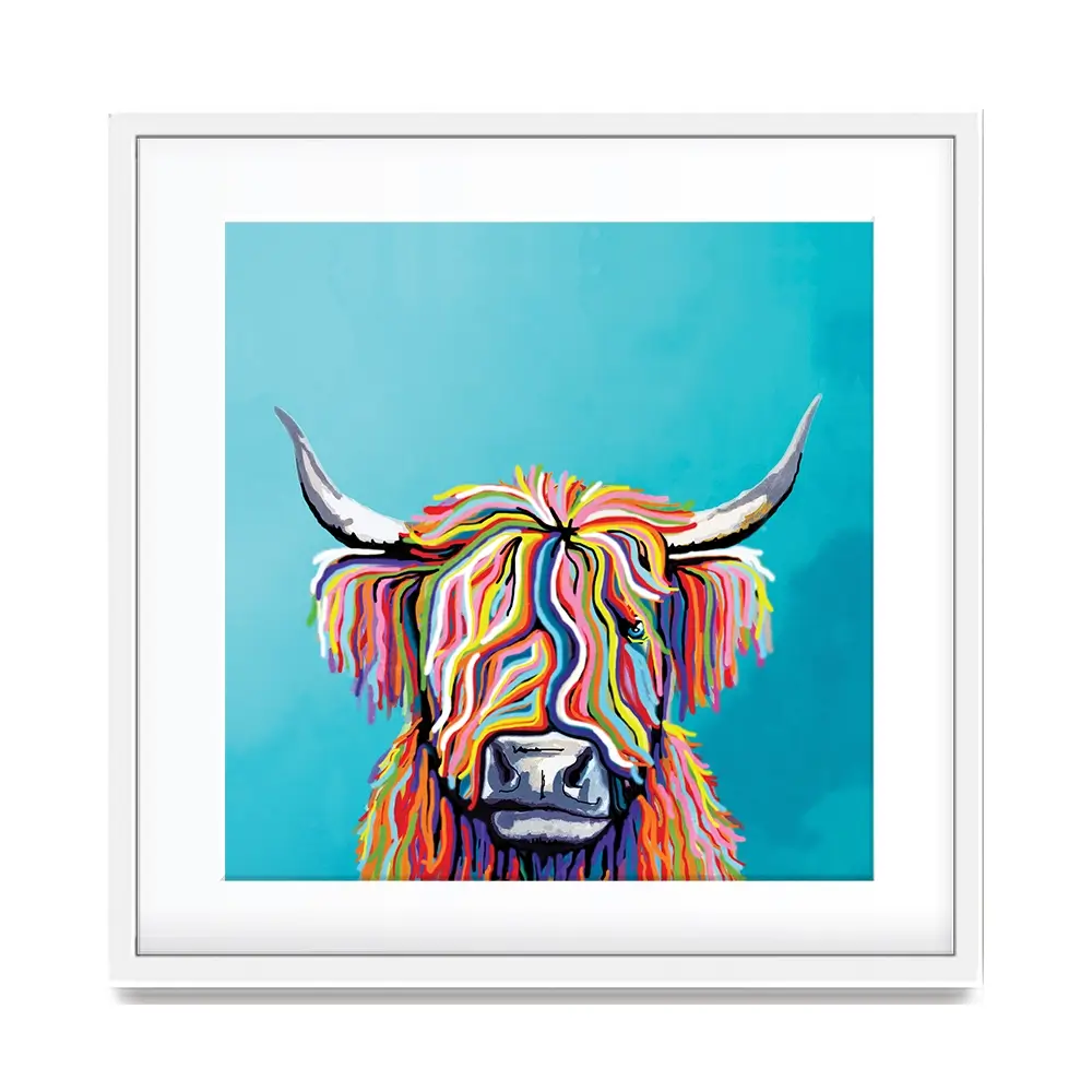 Scottish Cow Square Framed Art Print Scottish Cow Square Framed Art Print wall art product Independent