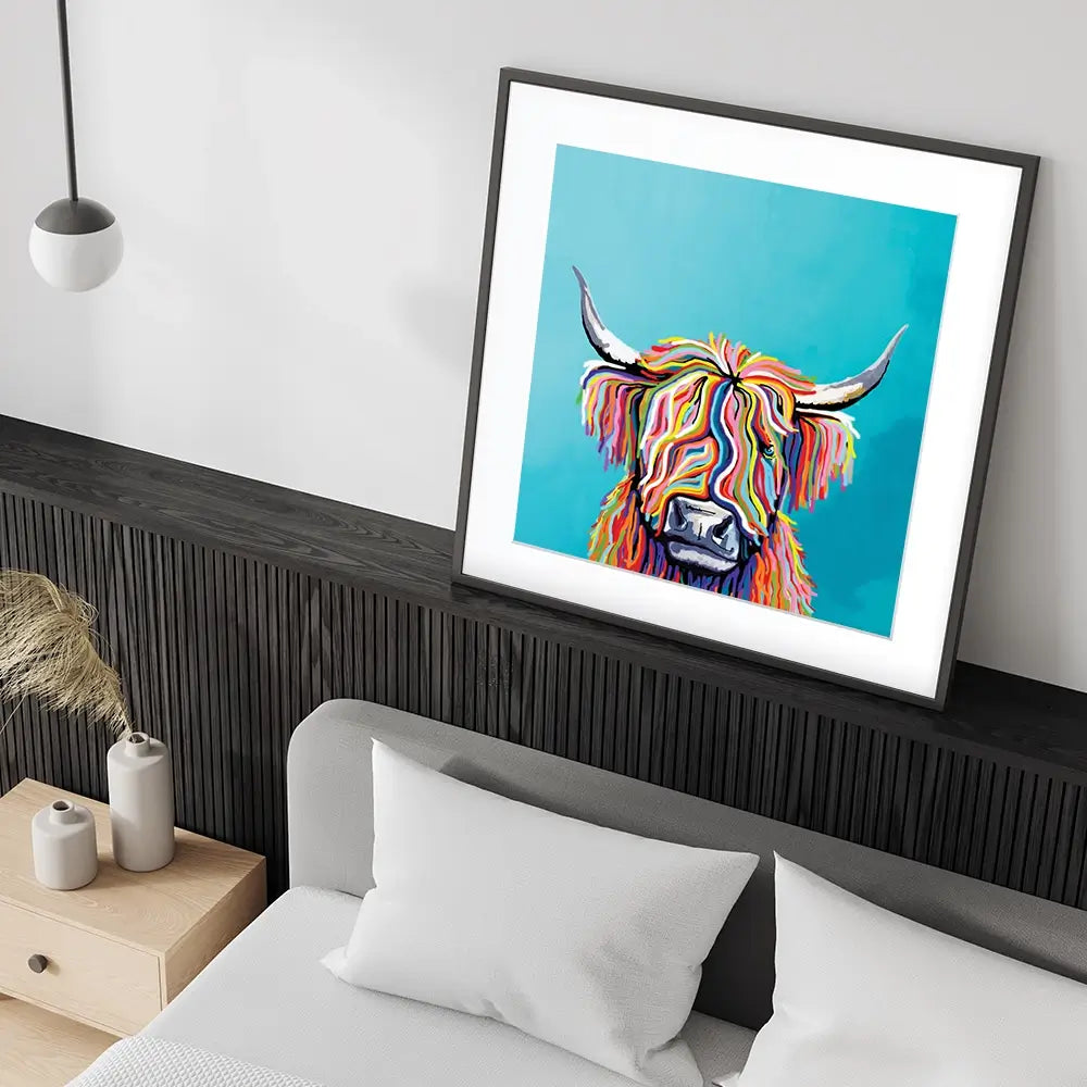 Scottish Cow Square Framed Art Print Scottish Cow Square Framed Art Print wall art product Independent