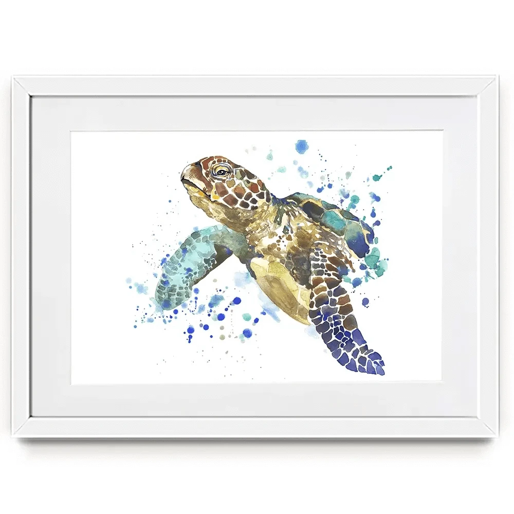 Sea Turtle Paint Splash Framed Art Print Sea Turtle Paint Splash Framed Art Print wall art product Faenkova Elena / Shutterstock