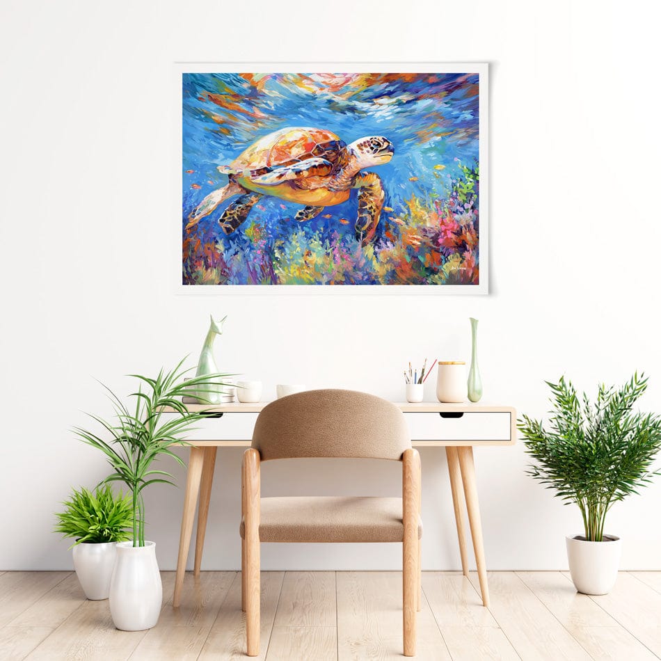 Sea Turtles Adventure Art Print wall art product Leon Devenice