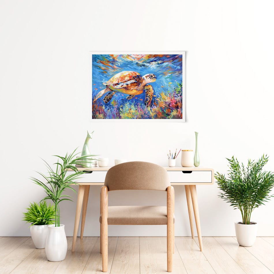 Sea Turtles Adventure Art Print wall art product Leon Devenice