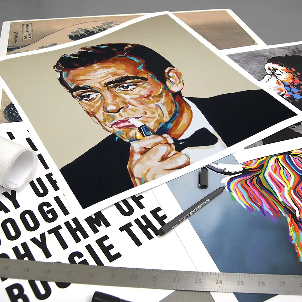 Sean Connery Bond Square Art Print Sean Connery Bond Square Art Print wall art product Juliet Stockton