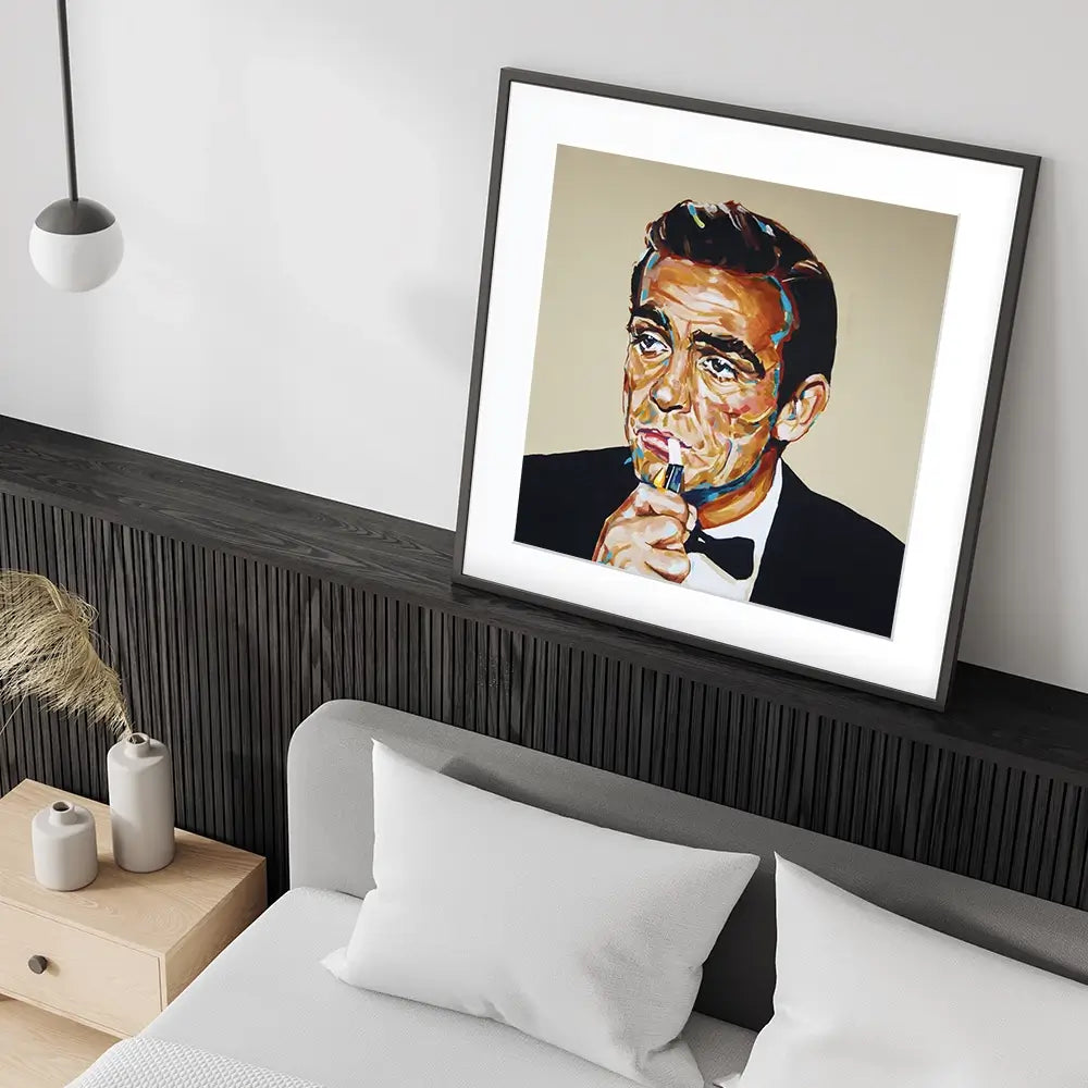 Sean Connery Bond Square Framed Art Print Sean Connery Bond Square Framed Art Print wall art product Juliet Stockton