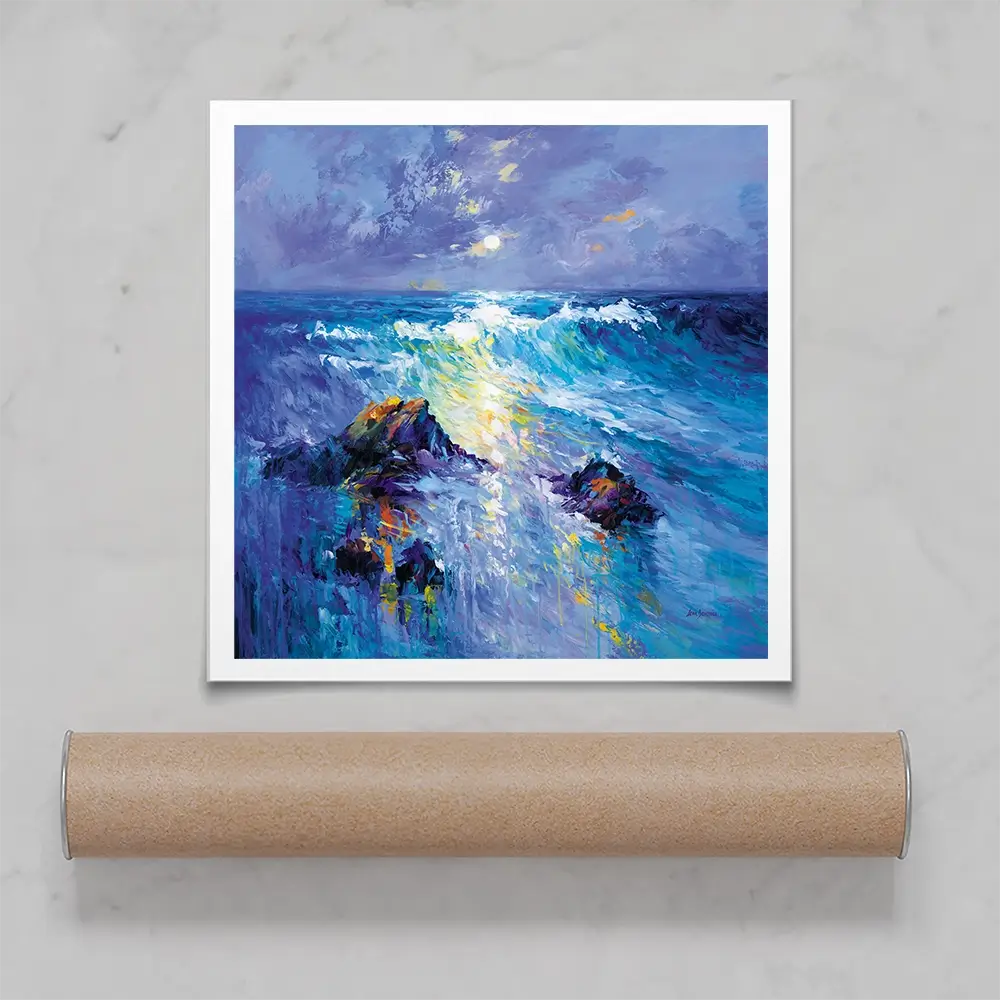 Seascape With Crashing Waves Over Rocky Coast Square Art Print Seascape With Crashing Waves Over Rocky Coast Square Art Print wall art product Leon Devenice
