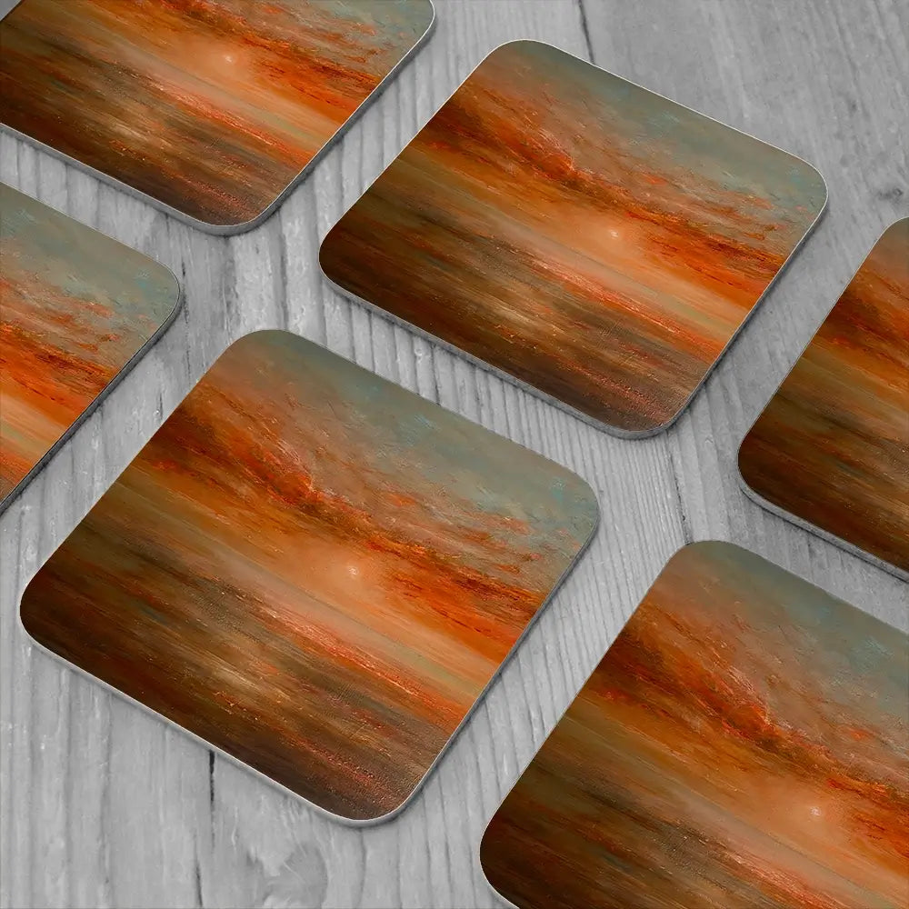 Serene Setting Sun Coaster Set Rainbow Soul Tree Coaster Set | Rainbow Soul Tree Art Coasters wall art product Craig Askew