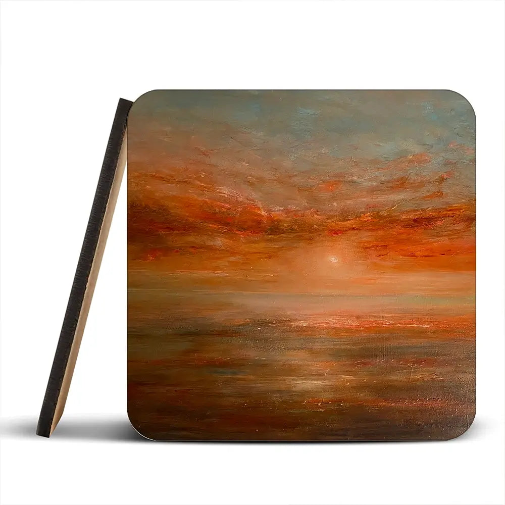 Serene Setting Sun Coaster Set Rainbow Soul Tree Coaster Set | Rainbow Soul Tree Art Coasters wall art product Craig Askew