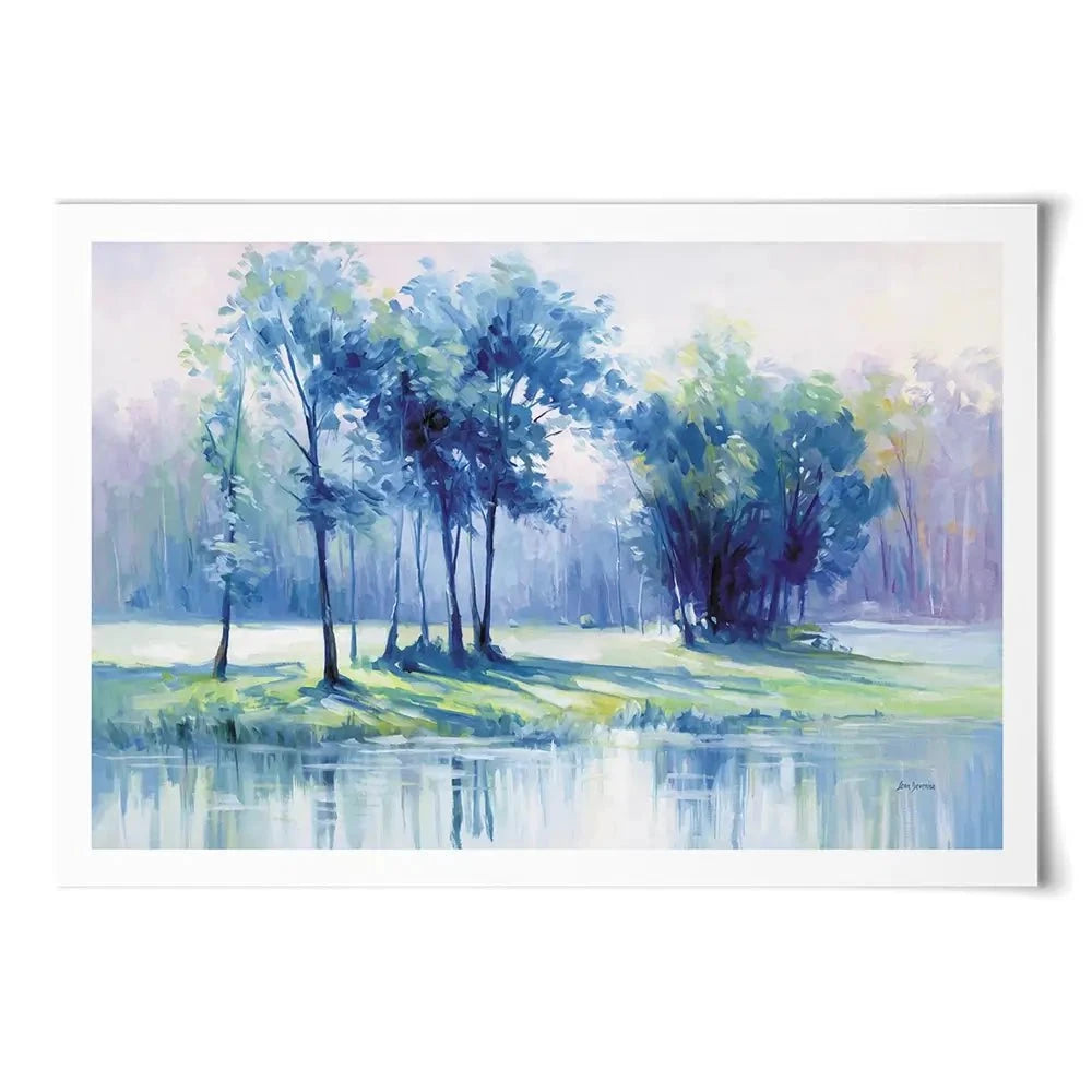 Serene Trees By A Reflective River Art Print Serene Trees By A Reflective River Art Print wall art product Leon Devenice