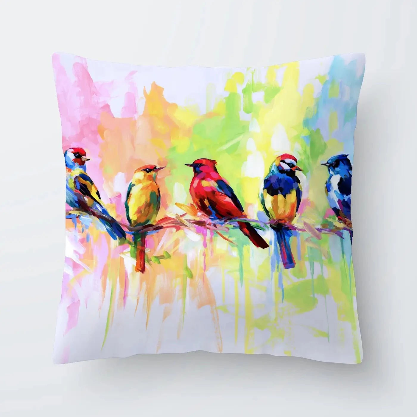 Seven Colourful Birds Cushion Seven Colourful Birds Cushion wall art product Leon Devenice