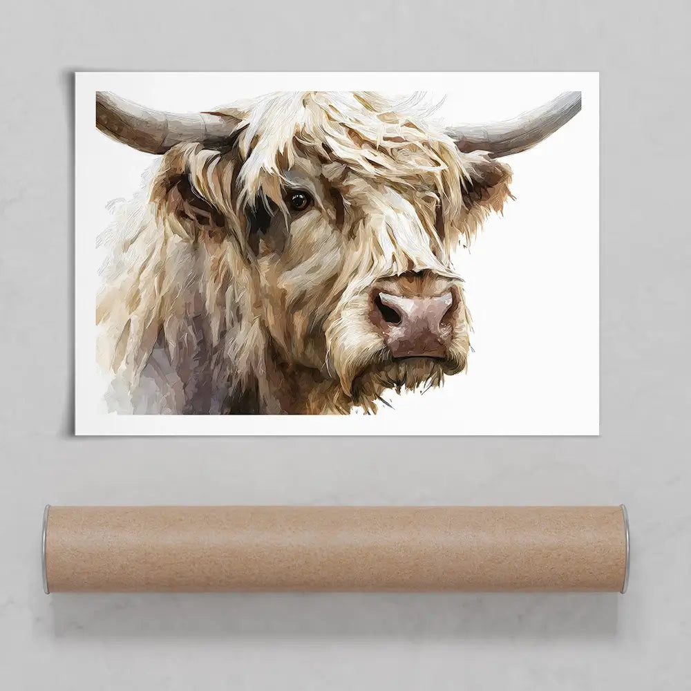 Shaggy Highland Cow Art Print Shaggy Highland Cow Art Print wall art product Petal Prints Design - Independent