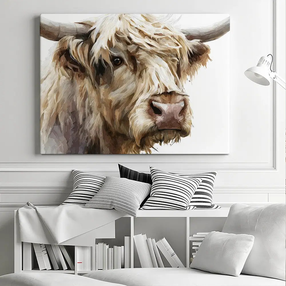 Shaggy Highland Cow Canvas Print Shaggy Highland Cow Canvas Print wall art product Petal Prints Design - Independent
