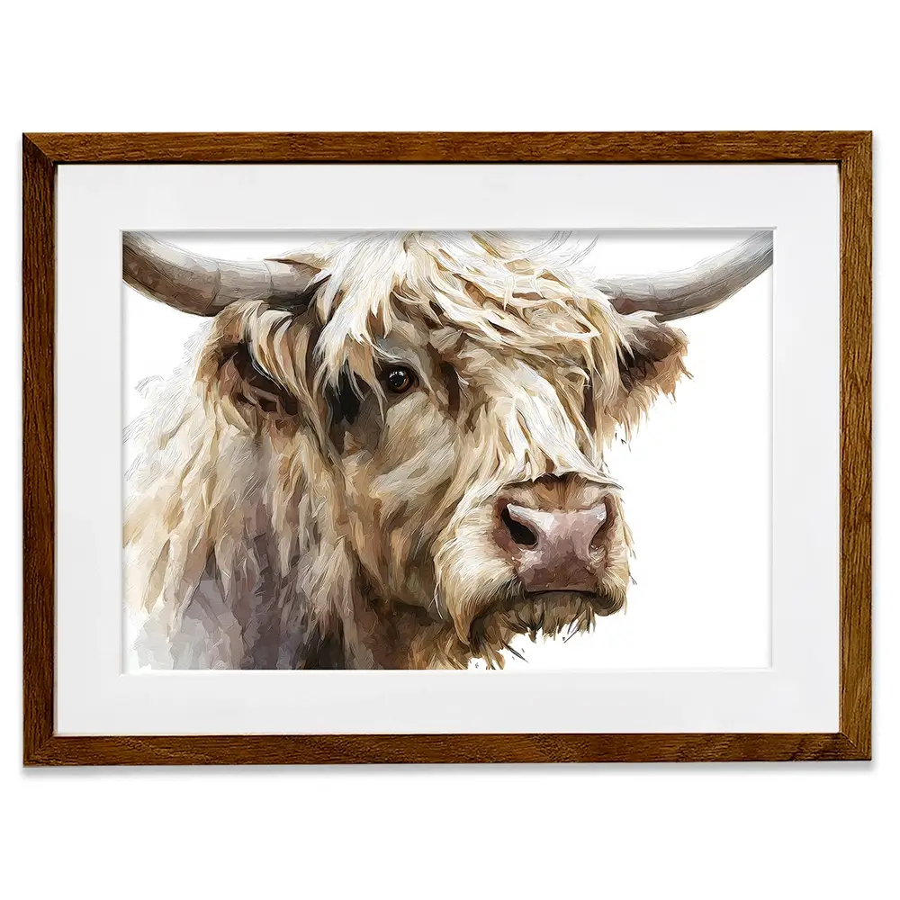 Shaggy Highland Cow Framed Art Print Shaggy Highland Cow Framed Art Print wall art product Petal Prints Design - Independent