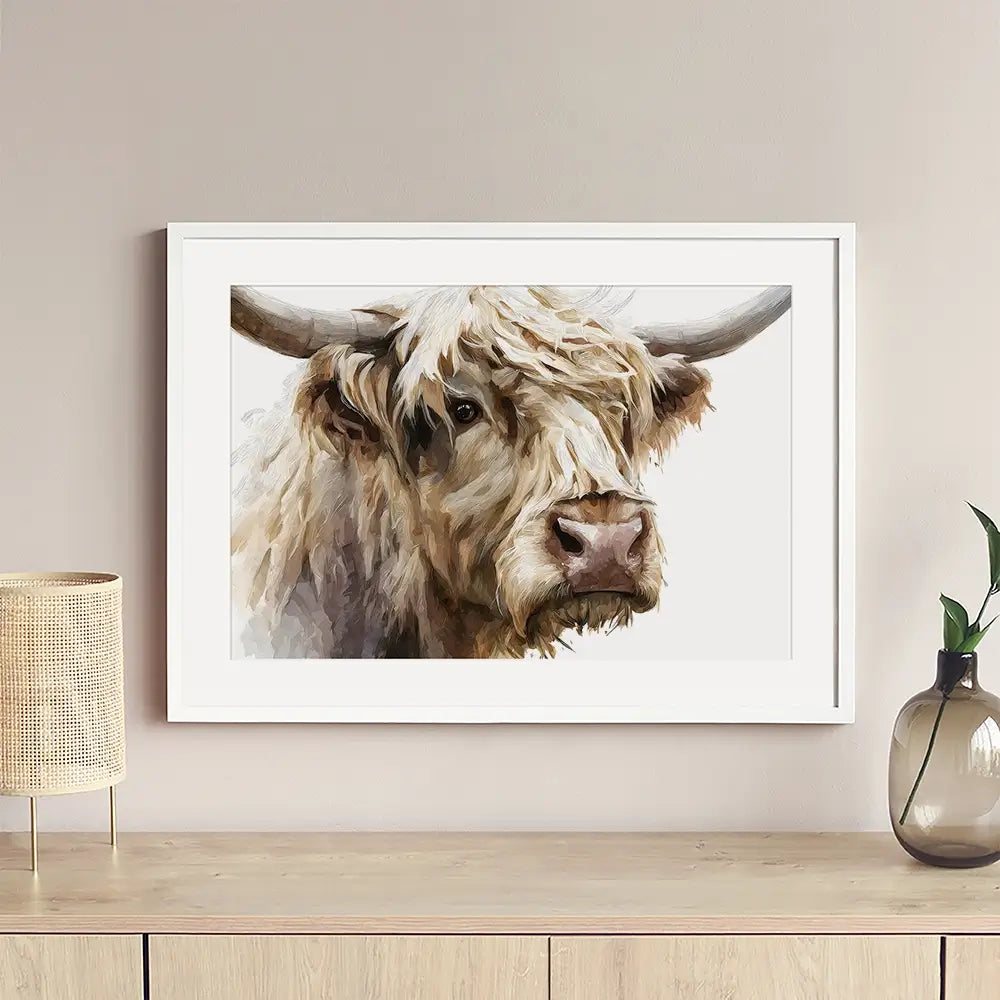 Shaggy Highland Cow Framed Art Print Shaggy Highland Cow Framed Art Print wall art product Petal Prints Design - Independent