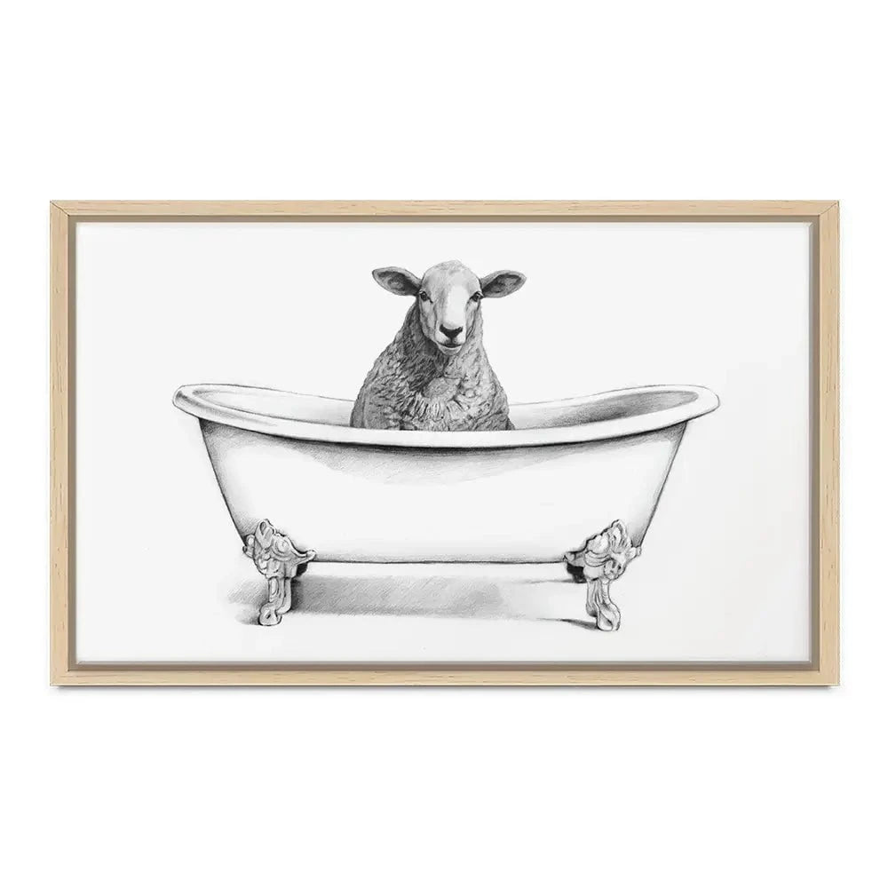 Sheep In A Bathtub Canvas Print Sheep In A Bathtub Canvas Print wall art product Victoria Borges