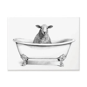 Sheep In A Bathtub Canvas Print Sheep In A Bathtub Canvas Print wall art product Victoria Borges