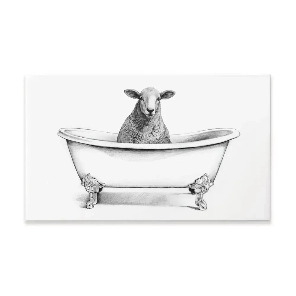 Sheep In A Bathtub Canvas Print Sheep In A Bathtub Canvas Print wall art product Victoria Borges