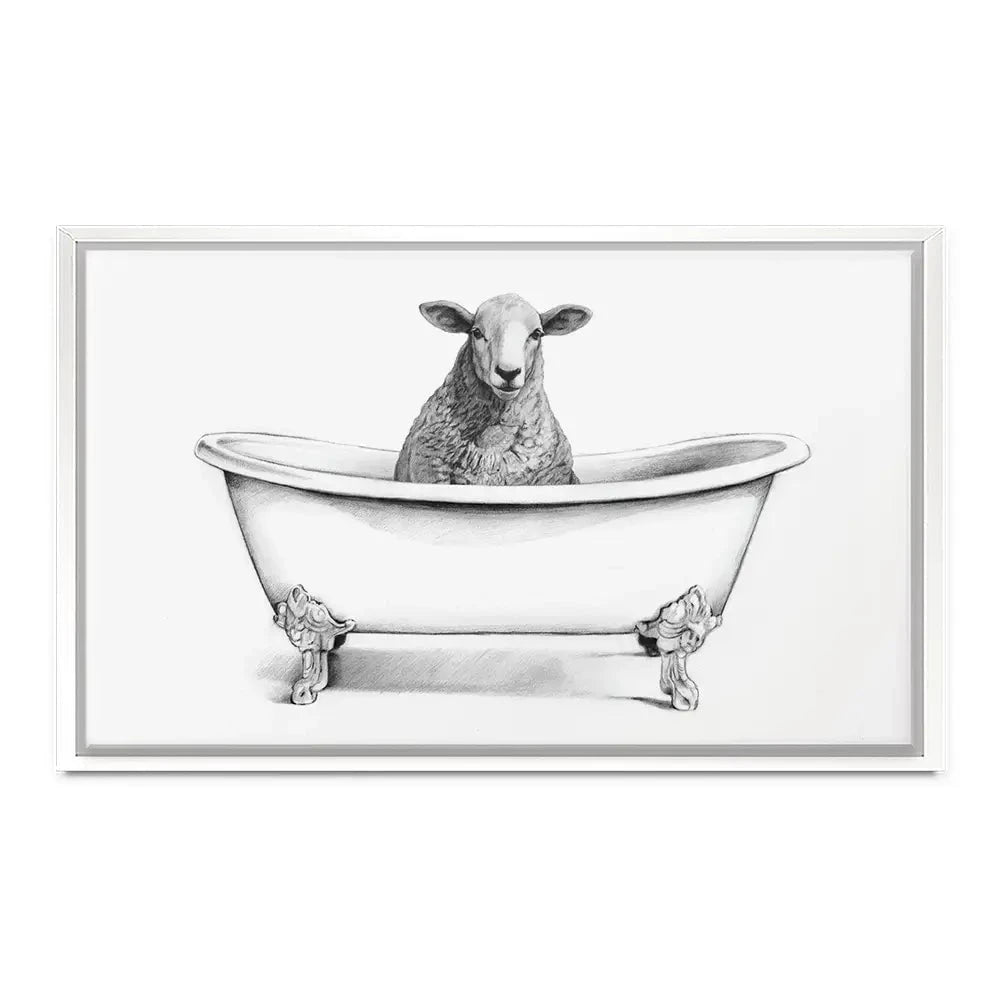 Sheep In A Bathtub Canvas Print Sheep In A Bathtub Canvas Print wall art product Victoria Borges