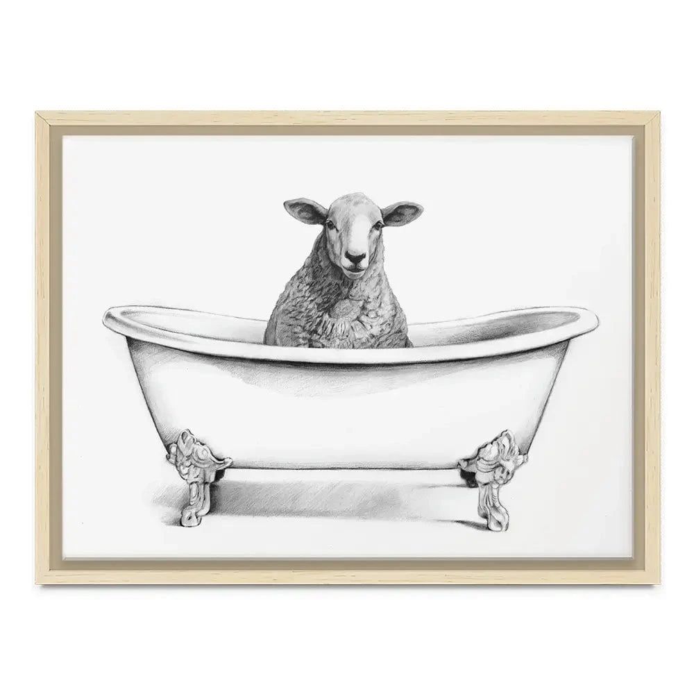 Sheep In A Bathtub Canvas Print Sheep In A Bathtub Canvas Print wall art product Victoria Borges