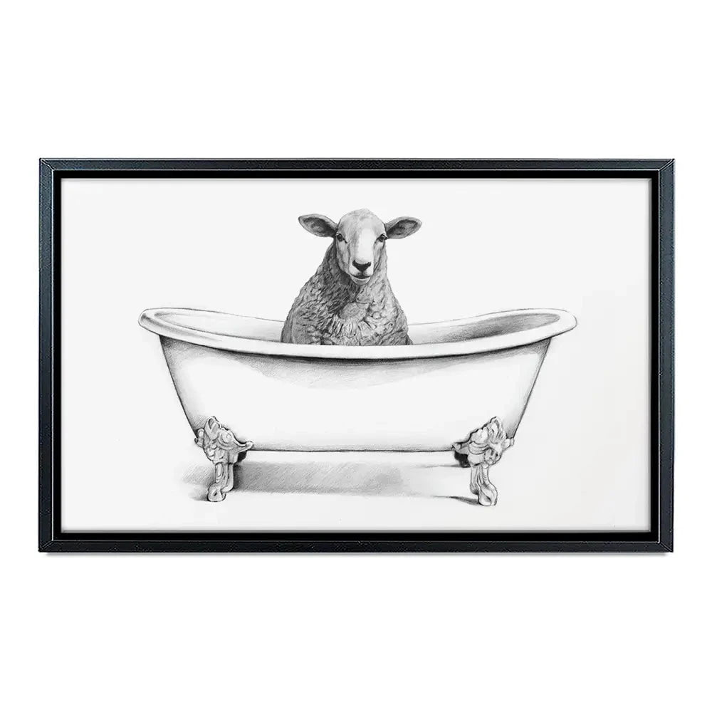 Sheep In A Bathtub Canvas Print Sheep In A Bathtub Canvas Print wall art product Victoria Borges