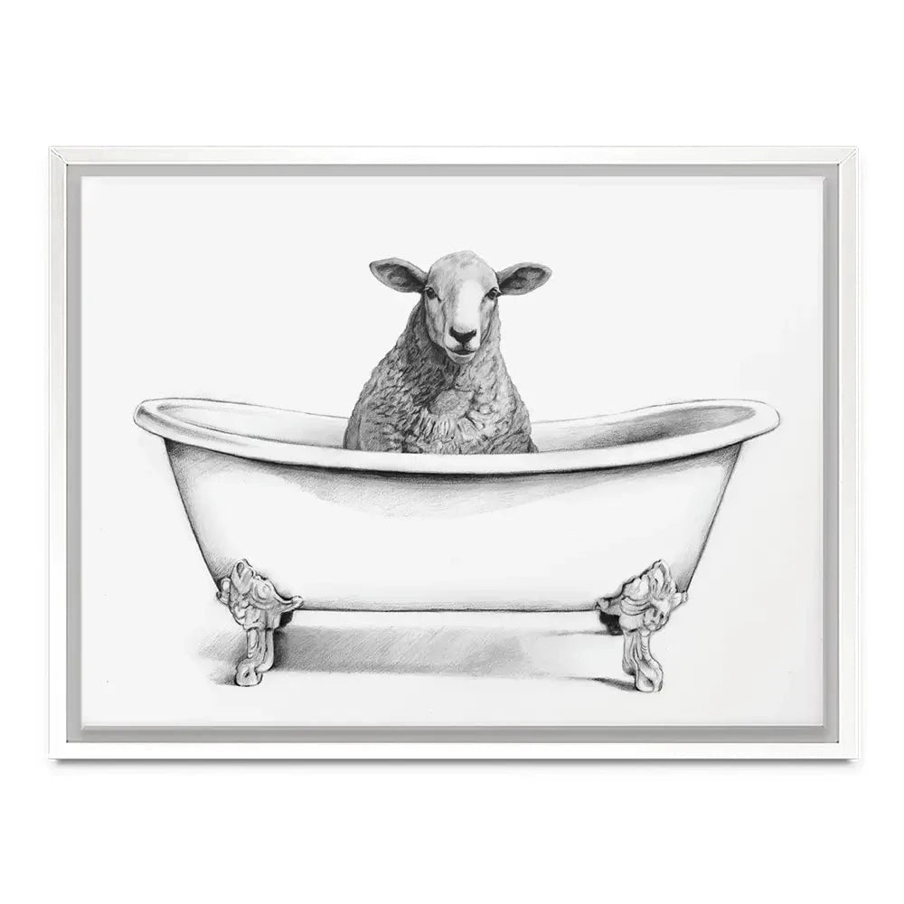 Sheep In A Bathtub Canvas Print Sheep In A Bathtub Canvas Print wall art product Victoria Borges