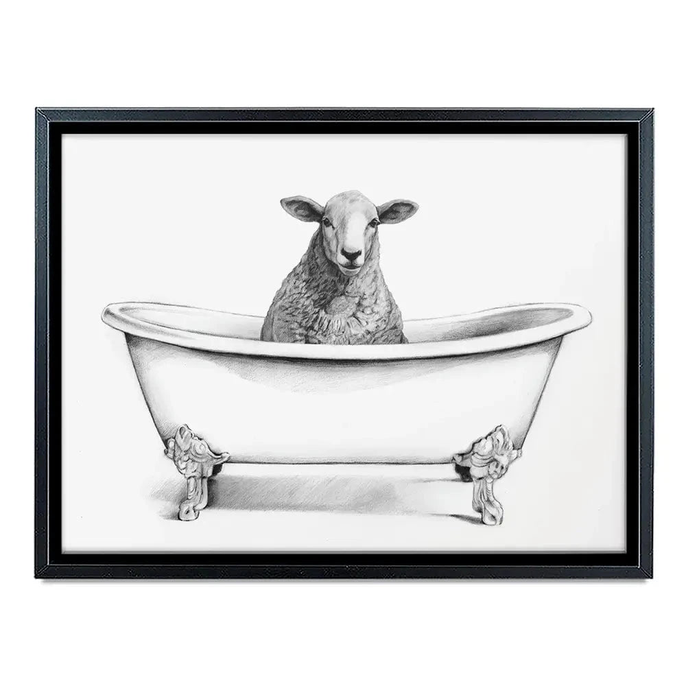 Sheep In A Bathtub Canvas Print Sheep In A Bathtub Canvas Print wall art product Victoria Borges