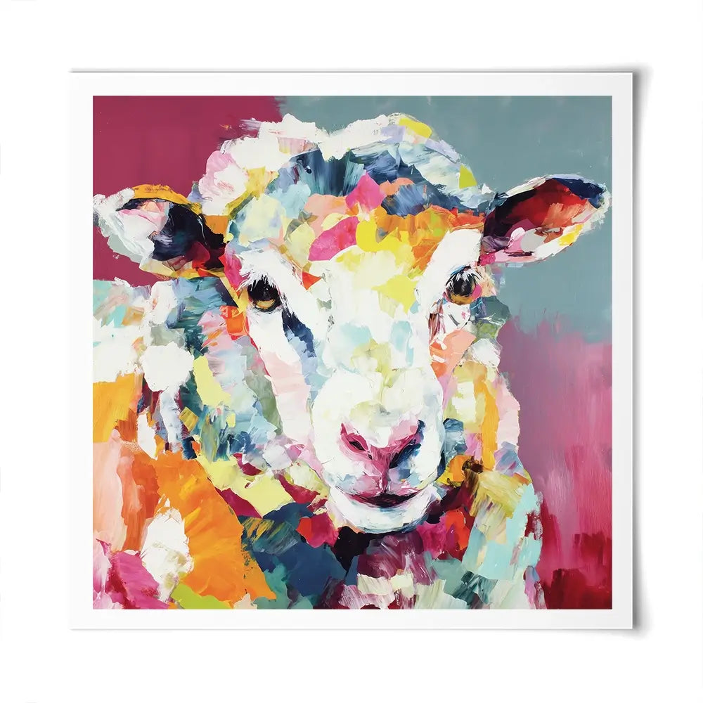 Sheep In Confetti Square Art Print Sheep In Confetti Square Art Print wall art product Chromatic Storm Studio