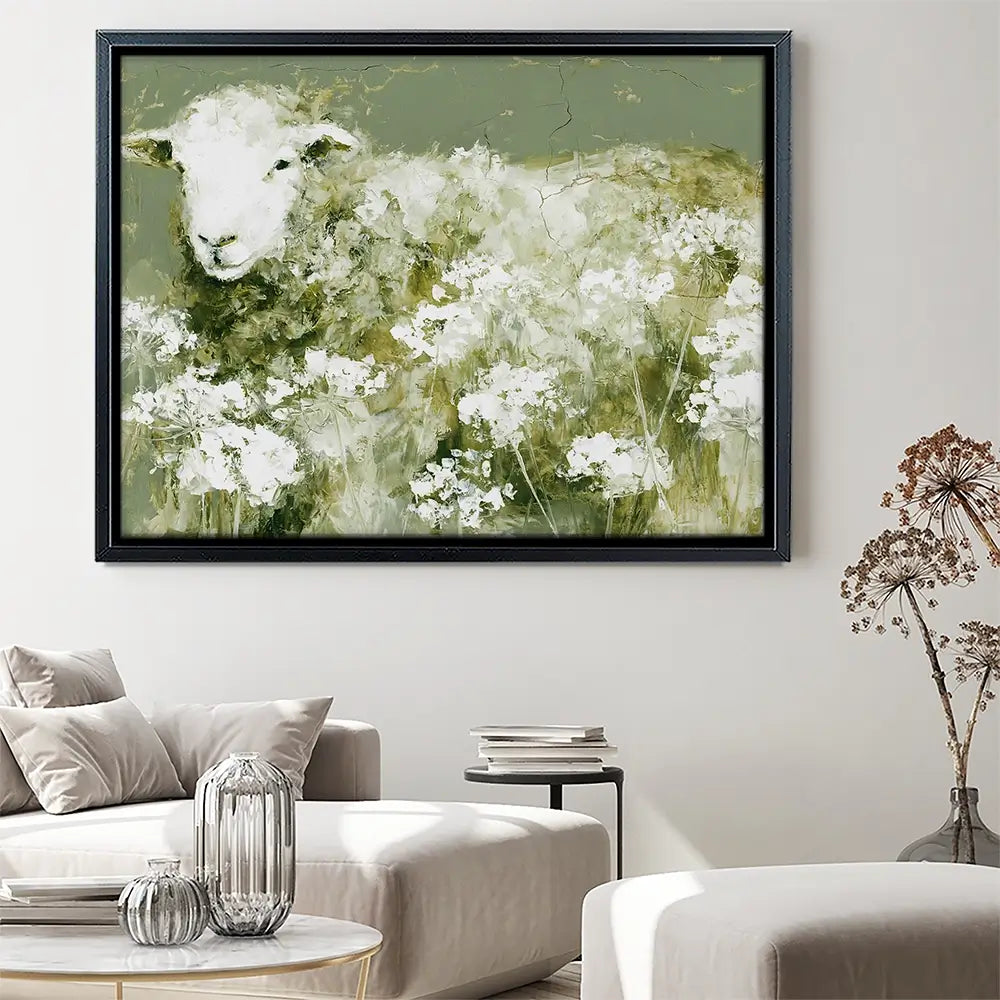 Sheep In Queen Annes Lace Canvas Print Sheep In Queen Annes Lace Canvas Print wall art product Chromatic Storm Studio