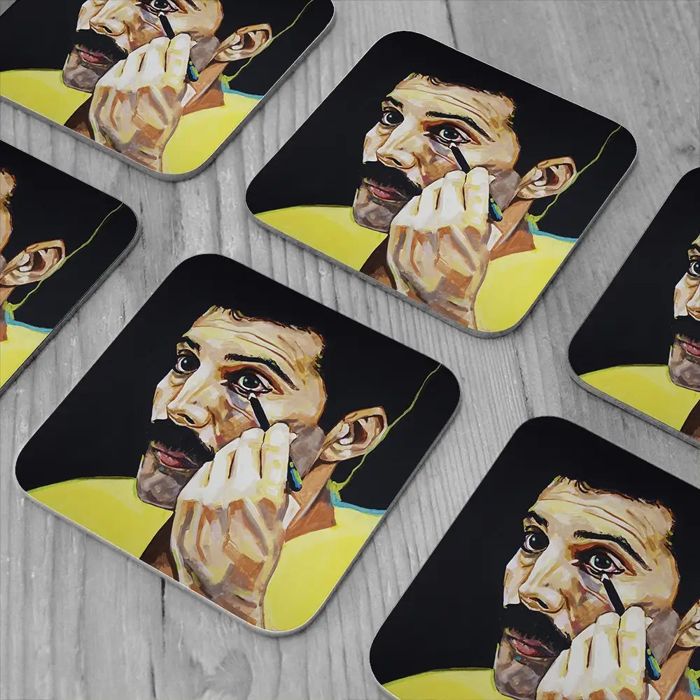 Show Must Go On Freddie Mercury Coaster Set Show Must Go On Freddie Mercury Coaster Set wall art product Juliet Stockton