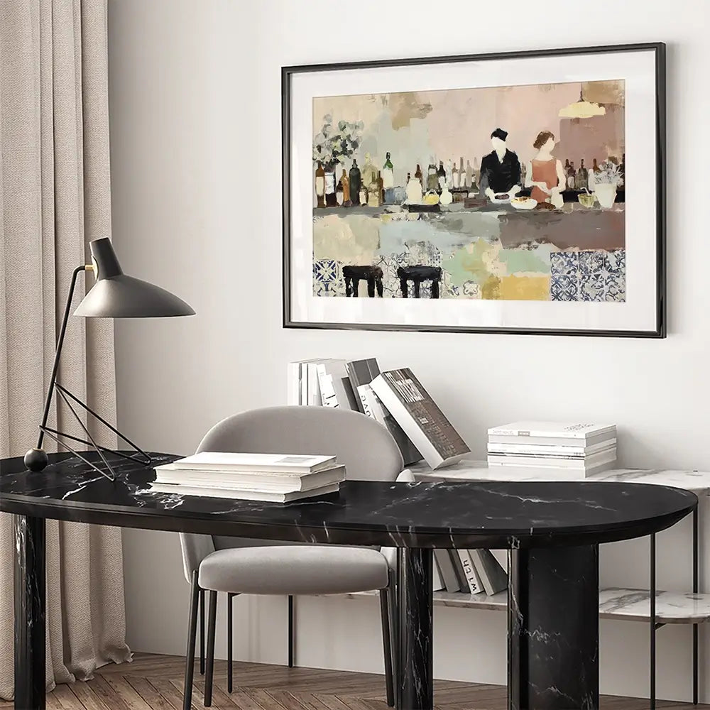 Sicilian Bar Interior Framed Art Print Sicilian Bar Interior Framed Art Print wall art product Chromatic Storm Studio