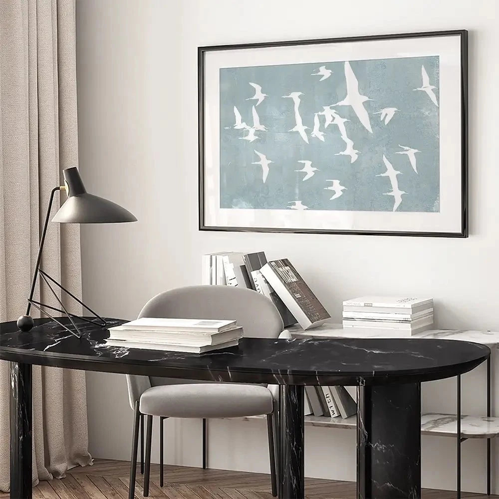 Silhouettes In Flight Framed Art Print Silhouettes In Flight Framed Art Print wall art product Jennifer Goldberger