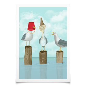 Silly Seagulls Art Print Silly Seagulls Art Print wall art product Fab Funky
