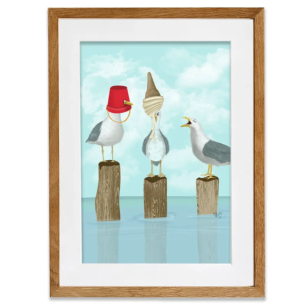 Silly Seagulls Framed Art Print Silly Seagulls Framed Art Print wall art product Fab Funky